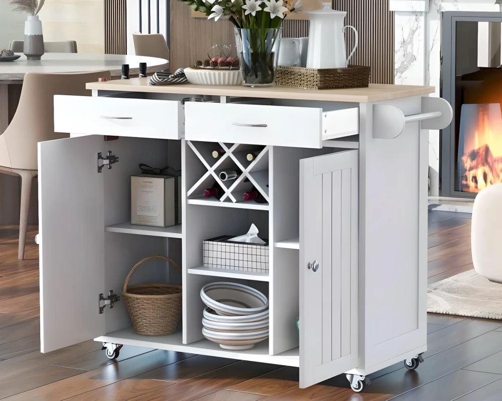 narrow kitchen island with storage