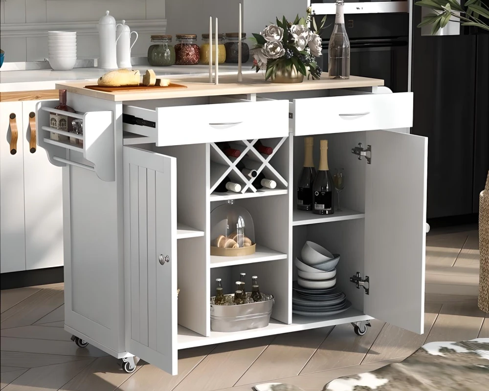 narrow kitchen island with storage